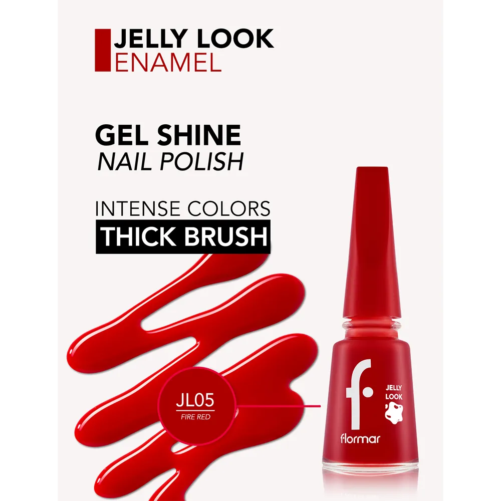 Flormar Jelly Look Nail Enamel - JL05 Fire Red (11 ml) thumbnail 2