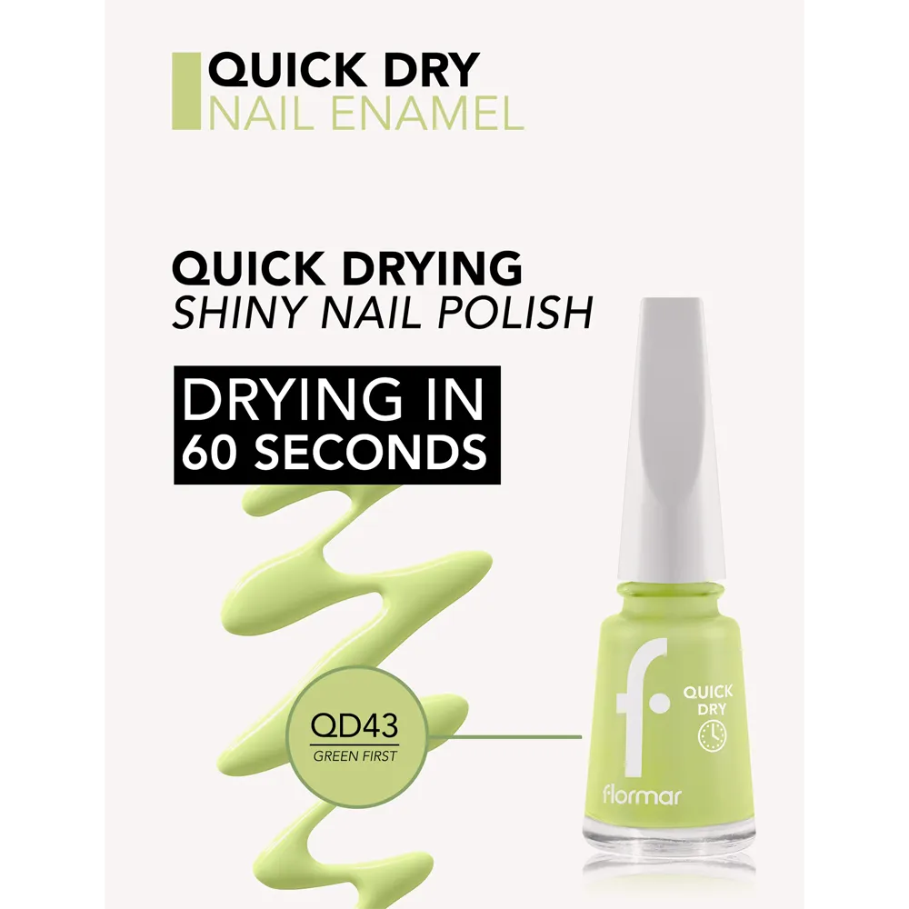 Flormar Quick Dry Nail Enamel - QD43 Green First (11 ml) thumbnail 2