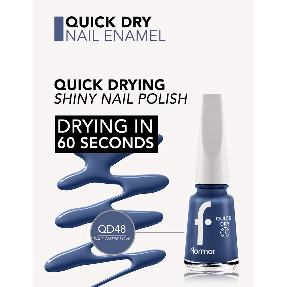 Flormar Quick Dry Nail Enamel - QD48 Salt Water Love (11 ml) thumbnail 2