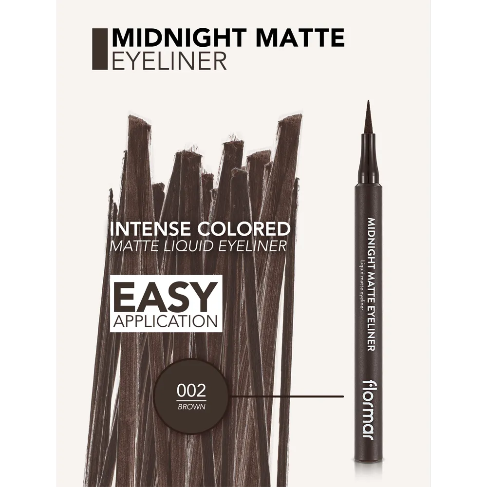 Flormar Midnight Matte Eyeliner - 002 Brown (1.2 ml) thumbnail 3