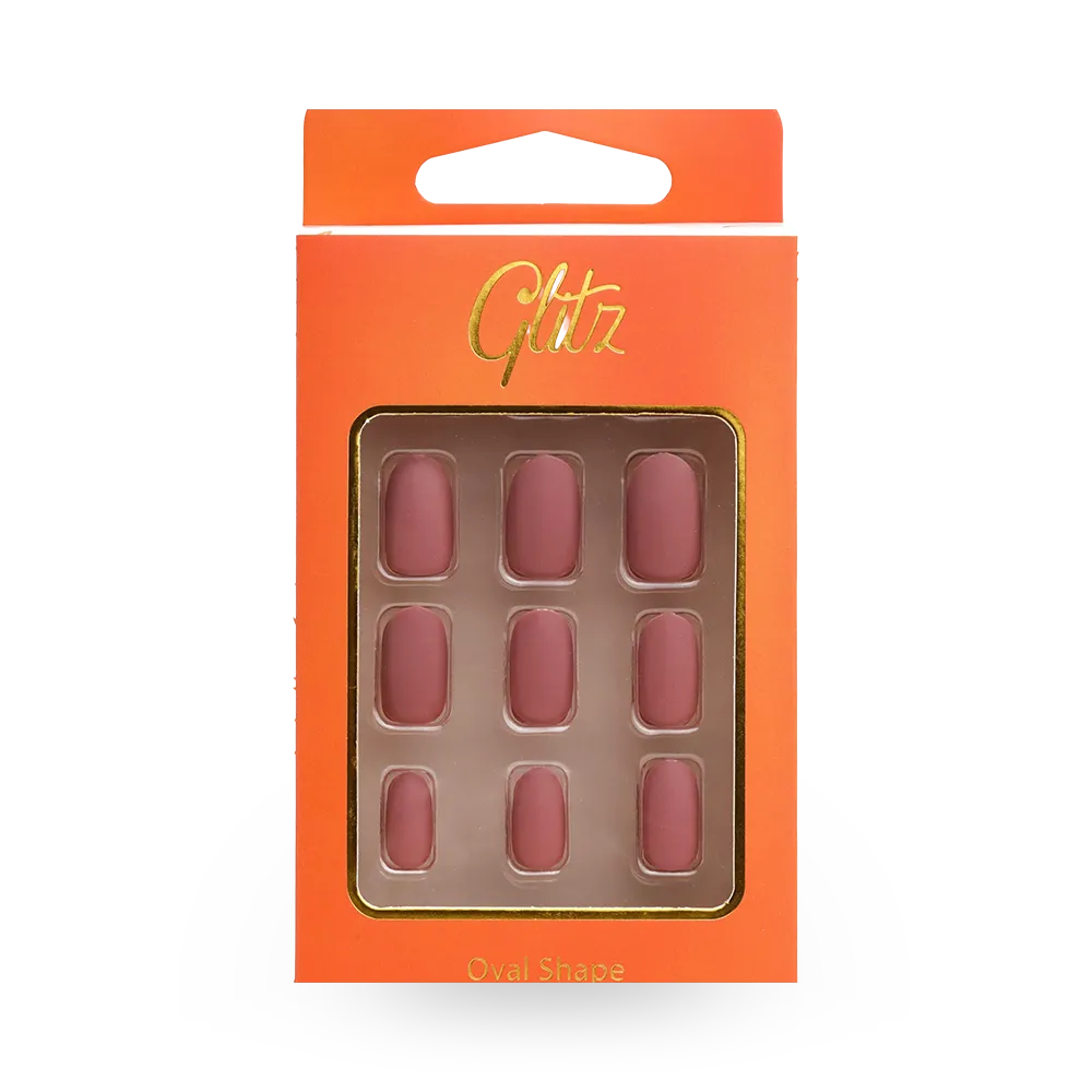 Glitz Self-Adhesive Press On Nails Oval - 4 Matte Flesh thumbnail 1