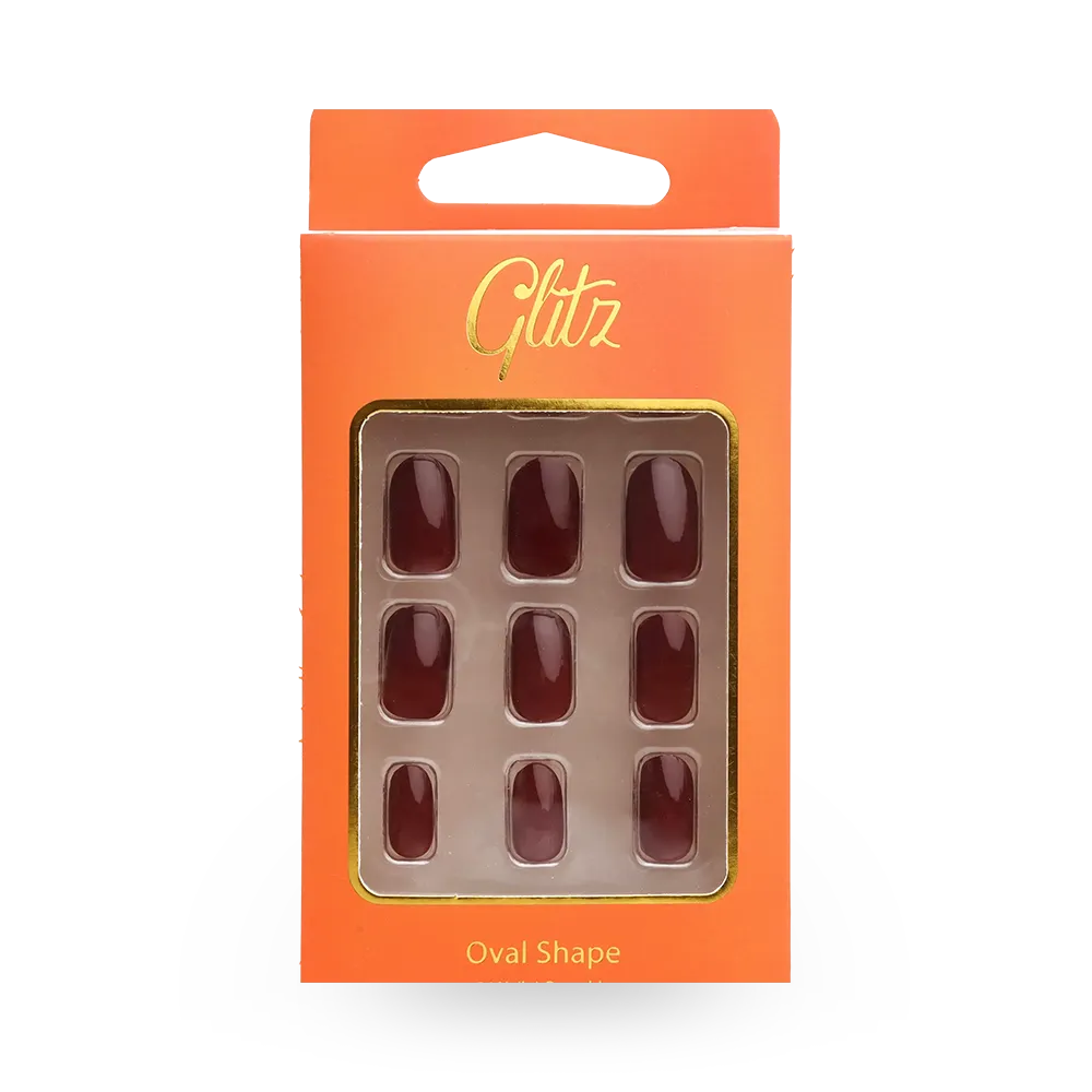 Glitz Self-Adhesive Press On Nails Oval - 6 Burgundy Gradient thumbnail 1