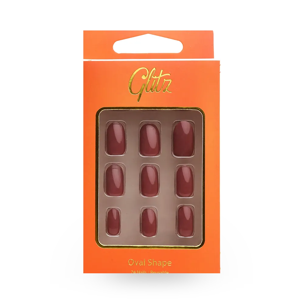 Glitz Self-Adhesive Press On Nails Oval - 16 Silver thumbnail 1