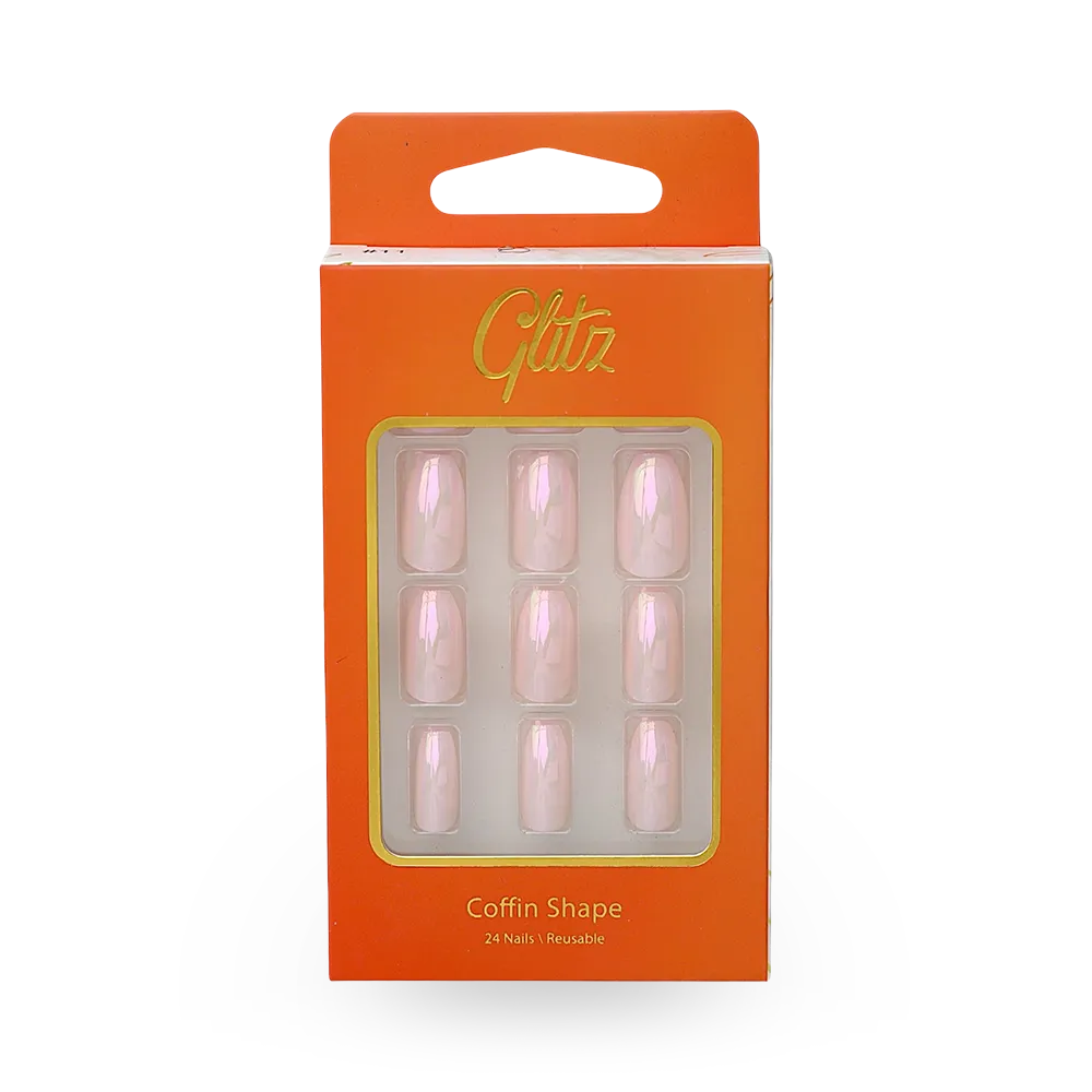 Glitz Self-Adhesive Press On Nails Coffin - 11 Chrome Pink thumbnail 1