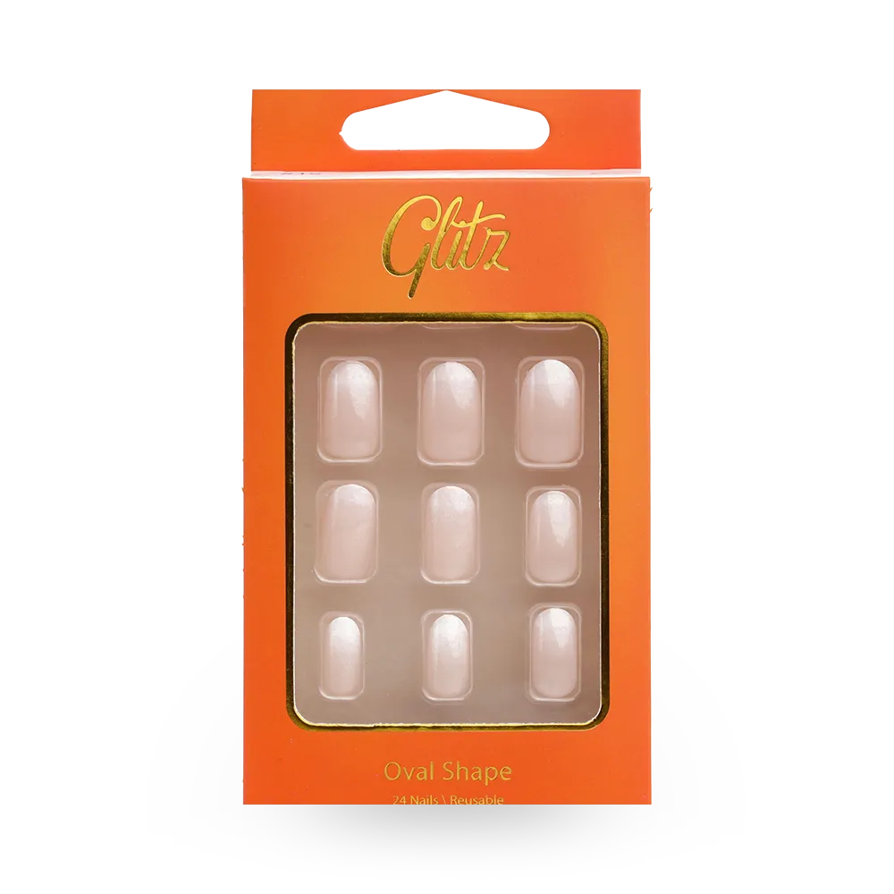 Glitz Self-Adhesive French Press On Nails Oval - 15 Natural thumbnail 1