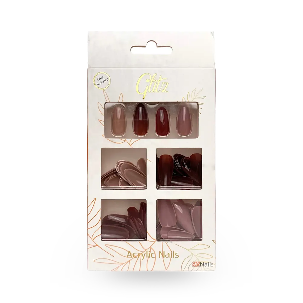 Glitz Acrylic Nails with Liquid Glue - Nude thumbnail 1