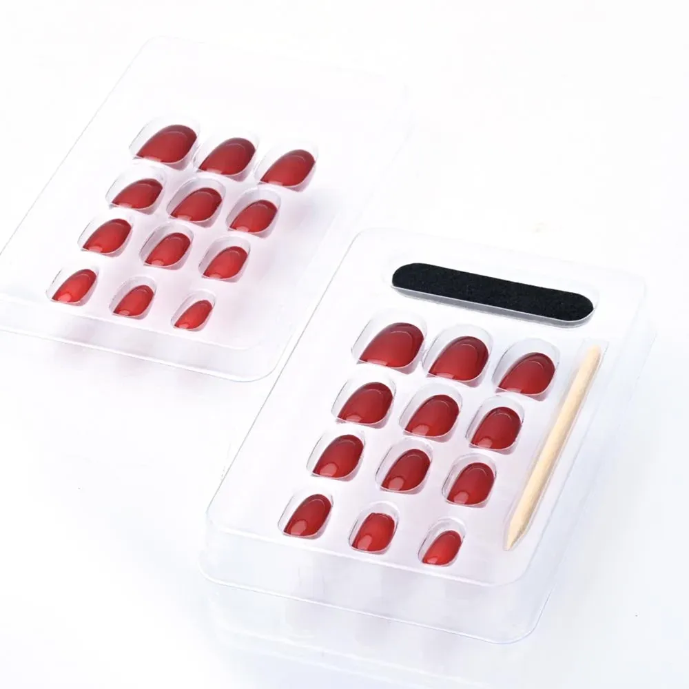 KATIA Press On Gel Nail Oval Shape - 24 Shiny Burgundy (24 pcs) thumbnail 2