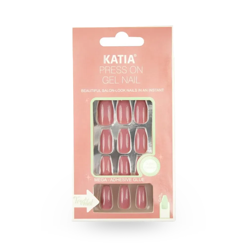 KATIA Press On Gel Nail Coffin Shape - 05 Dark Nude thumbnail 1