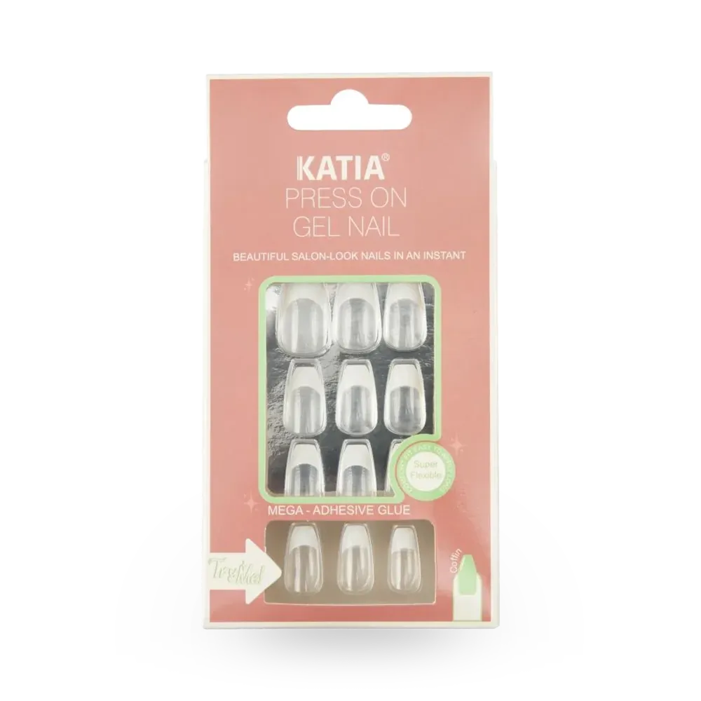 KATIA Press On Gel Nail Coffin Shape - 12 French thumbnail 1
