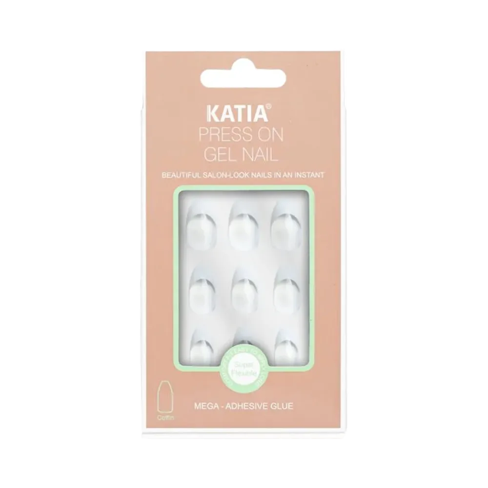 KATIA Press On Gel Nail Coffin Shape - 12 French thumbnail 3