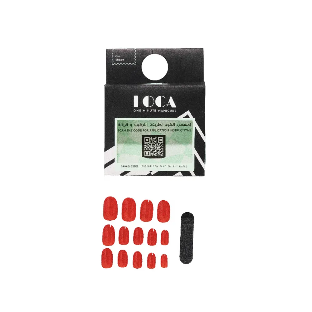 LOCA Press On Nails Oval Shape - 21 Red thumbnail 2