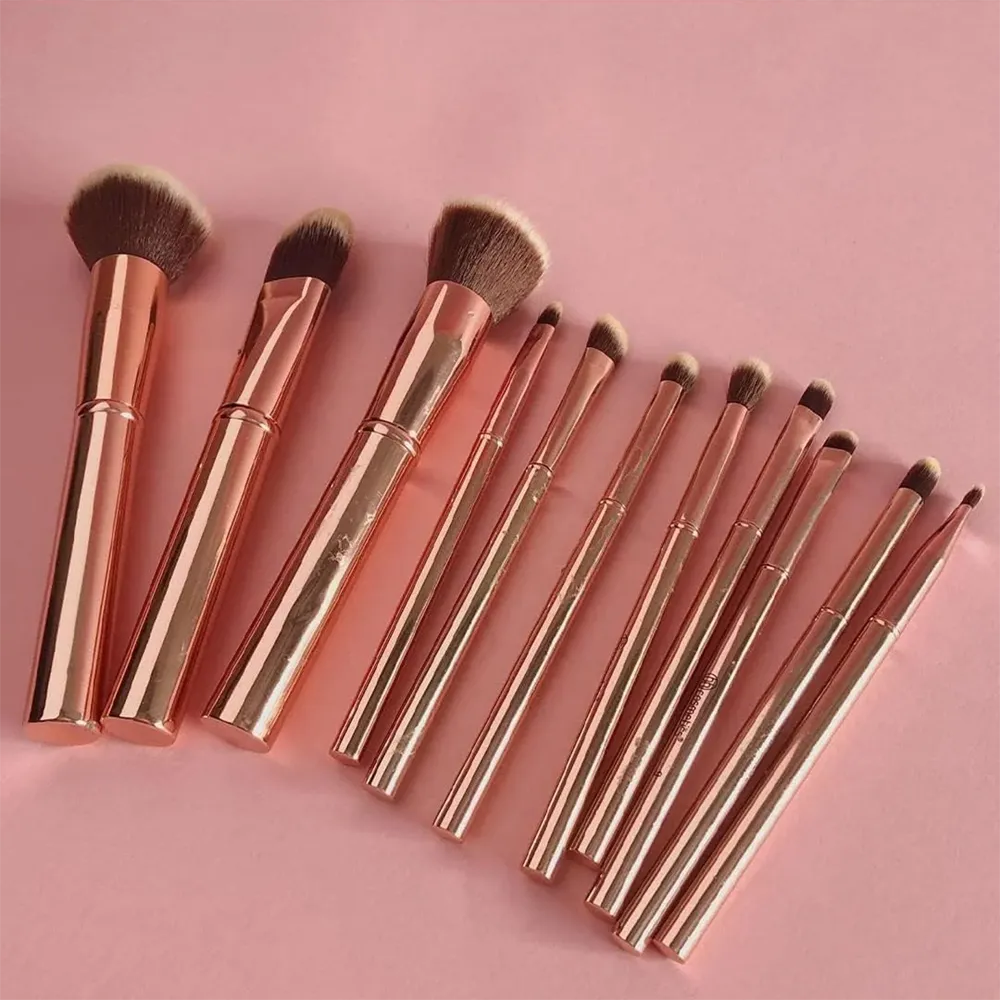 BH Cosmetics Metal Rose Brush Set with Bag - 11 pcs thumbnail 3