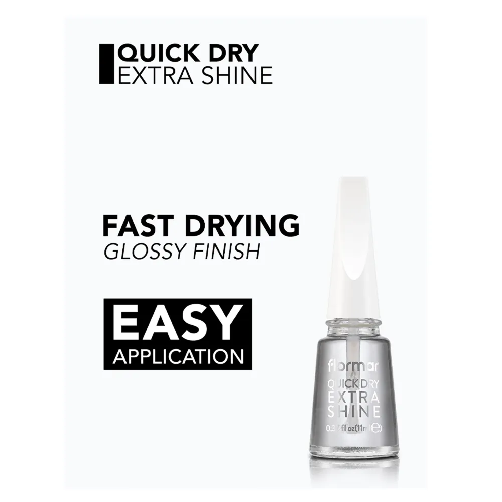 Flormar Quick Dry Extra Shine Top Coat Nail Polish - 11 ml thumbnail 3