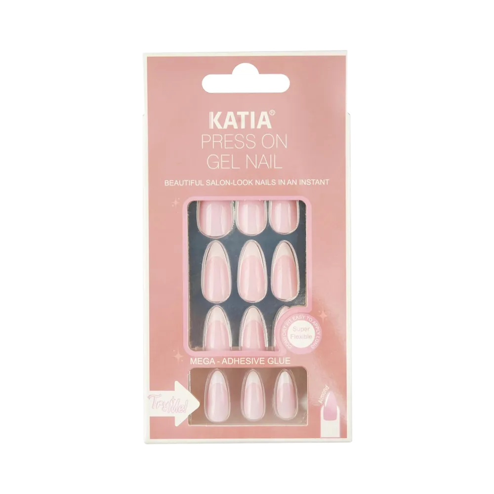 KATIA Press On Gel Aalmond French Nail - 104 (12 pcs) thumbnail 1