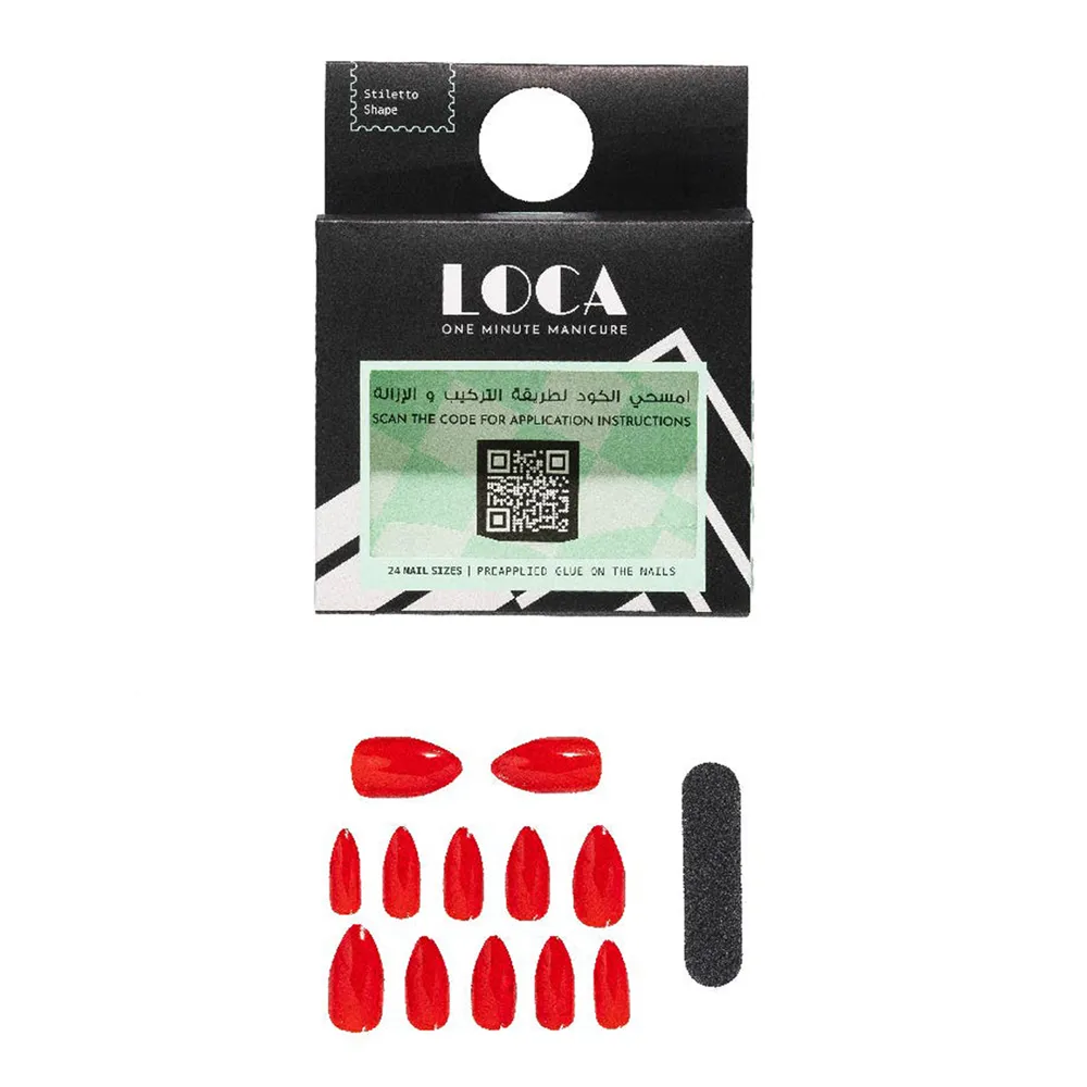 LOCA Press On Nails Stiletto Shape - Red 10 thumbnail 1