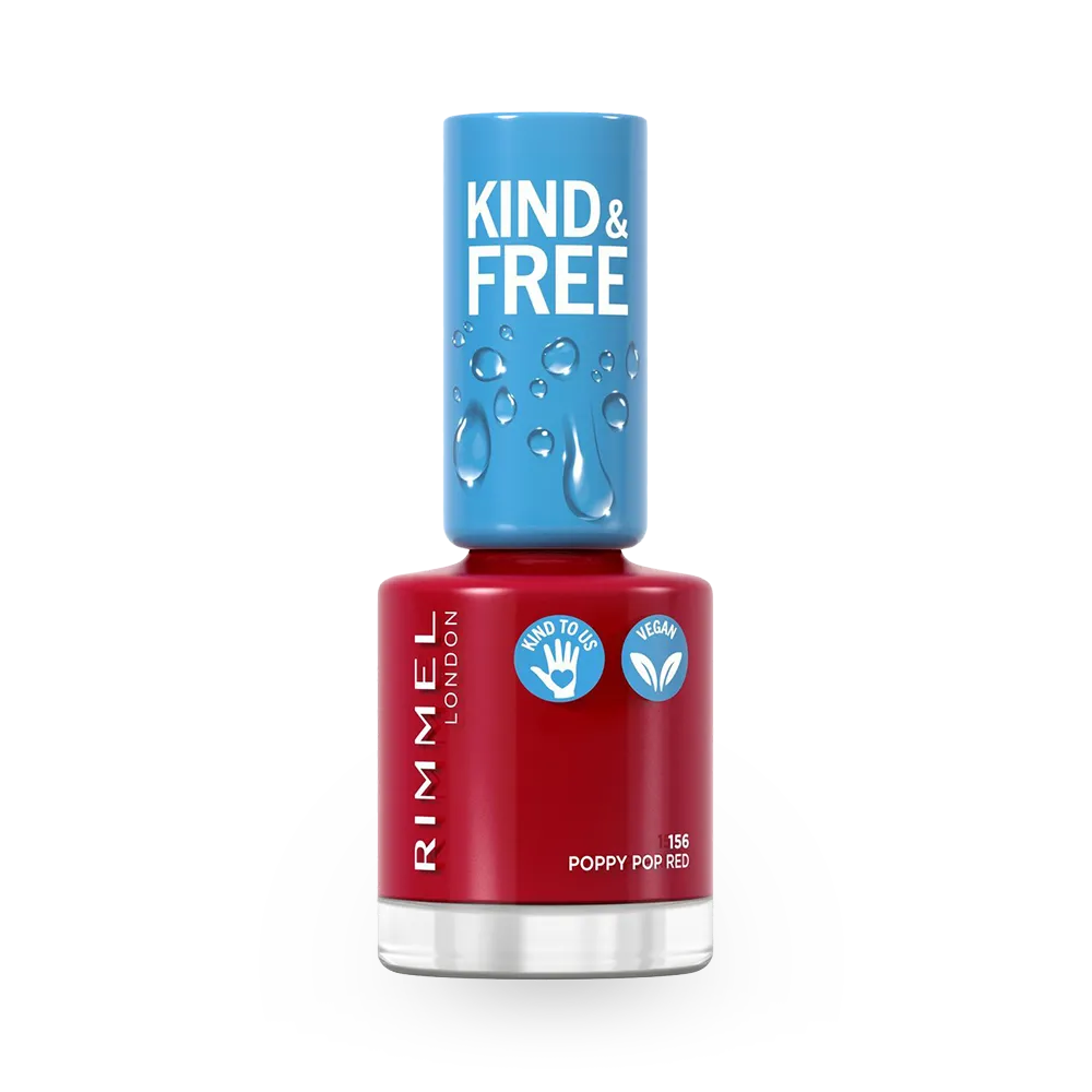 Rimmel London Kind & Free Clean Plant Based Nail Polish - 156 Poppy Pop Red (8 ml) thumbnail 1