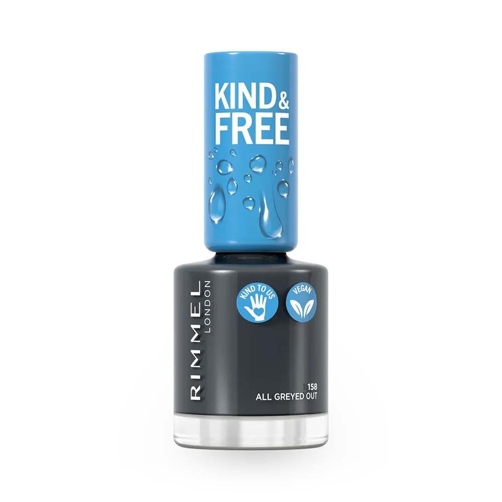 Rimmel London Kind & Free Clean Plant Based Nail Polish - 158 All Greyed Out (8 ml) thumbnail 1