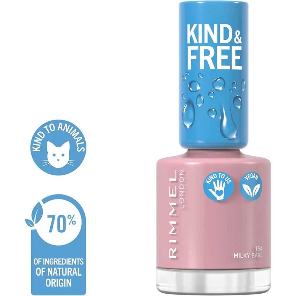 Rimmel London Kind & Free Clean Plant Based Nail Polish - 154 Milky Bare (8 ml) thumbnail 3