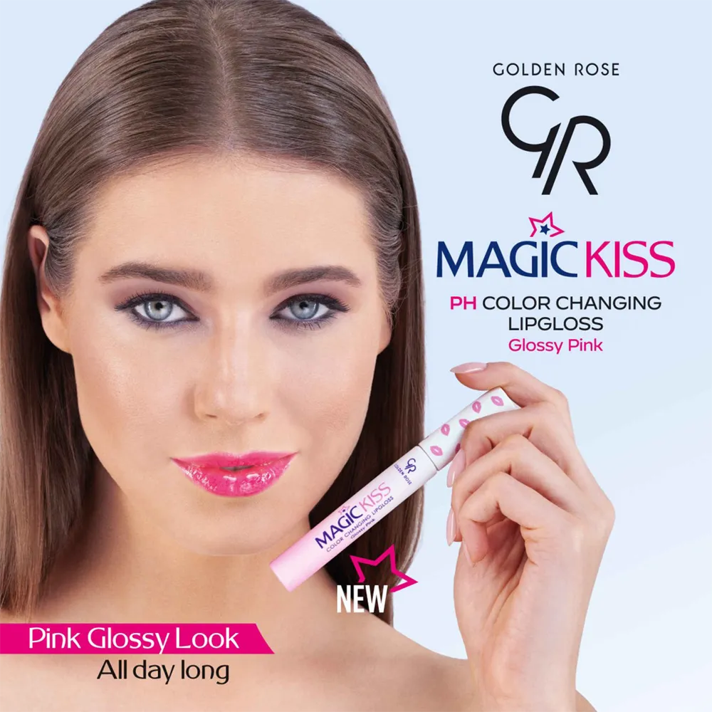 Golden Rose Magic Kiss Color Changing Lip Gloss - Glossy Pink thumbnail 3