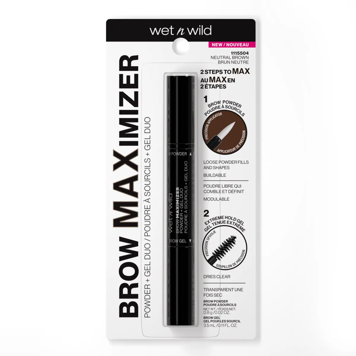 Wet N Wild Ultimate Brow Brow Maximizer Powder + Gel Duo - Neutral Brown thumbnail 4