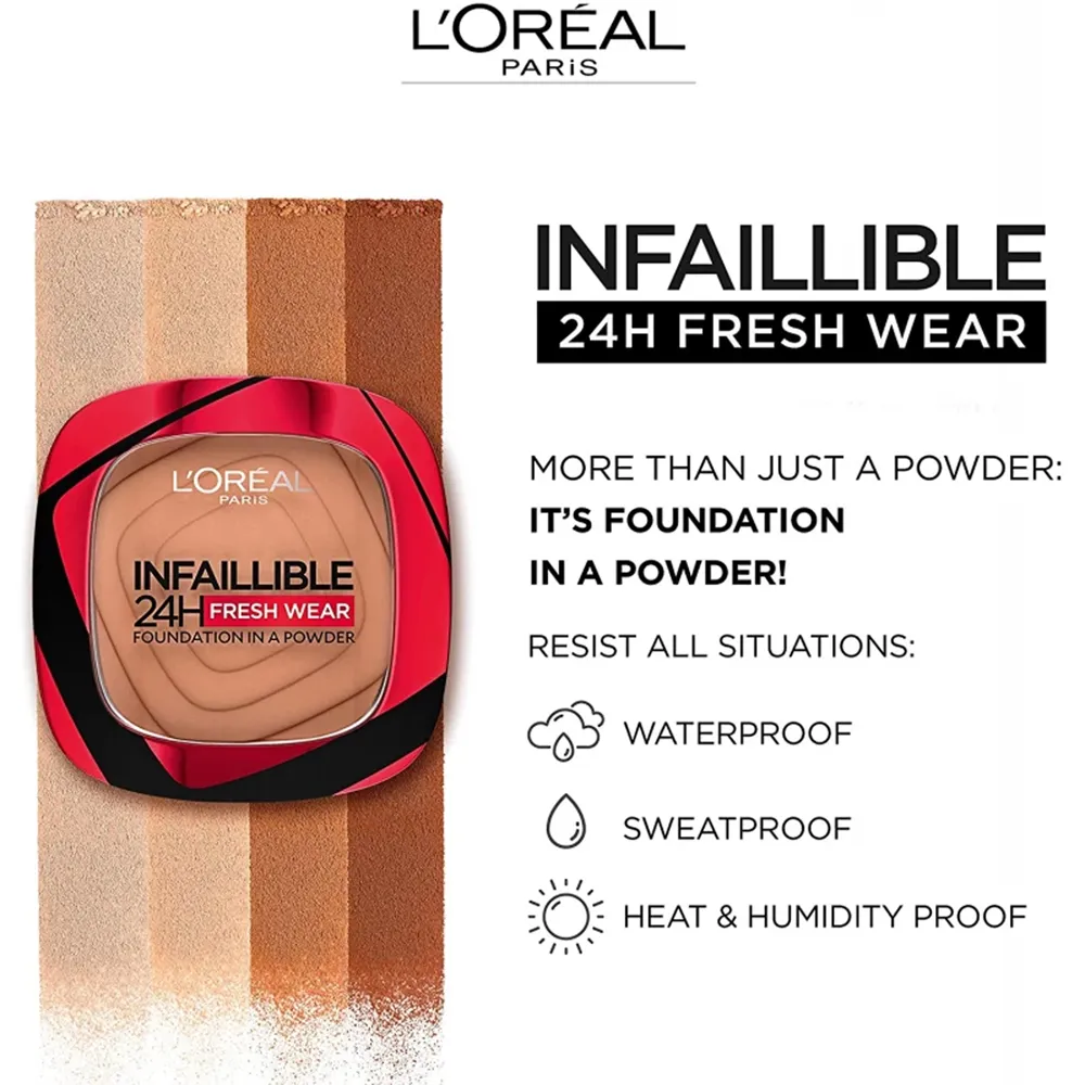 L’Oréal Paris Infallible Up to 24H Fresh Wear Foundation In A Powder - 140 Golden Beige (9 g) thumbnail 4