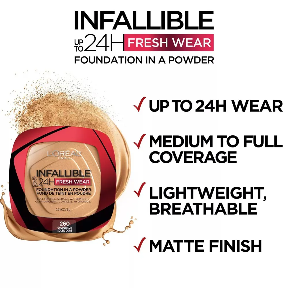 L’Oréal Paris Infallible Up to 24H Fresh Wear Foundation In A Powder - 220 Sand (9 g) thumbnail 3