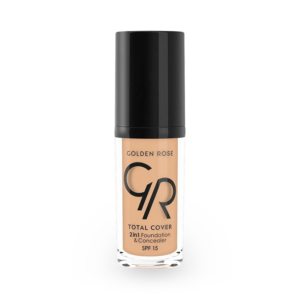 Golden Rose Total Cover 2 in 1 Foundation & Concealer SPF 15 - 12 Light Beige (30 ml) thumbnail 1
