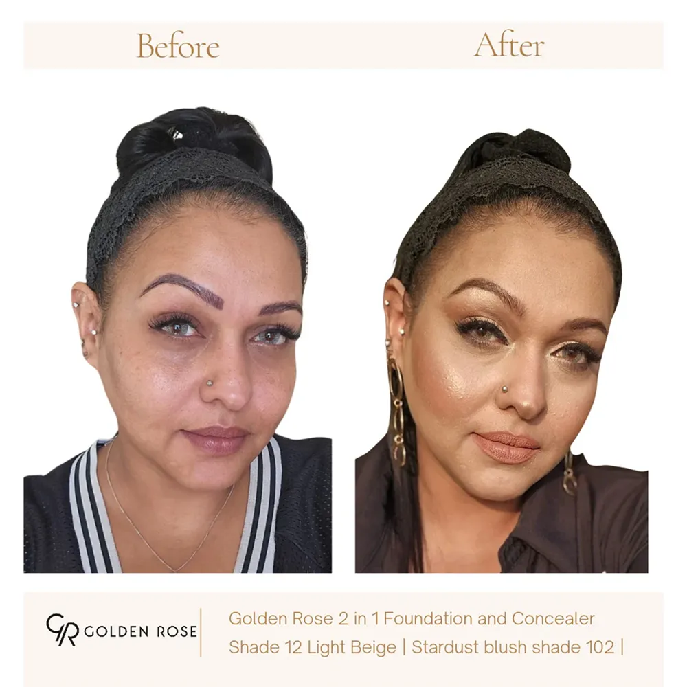Golden Rose Total Cover 2 in 1 Foundation & Concealer SPF 15 - 12 Light Beige (30 ml) thumbnail 2
