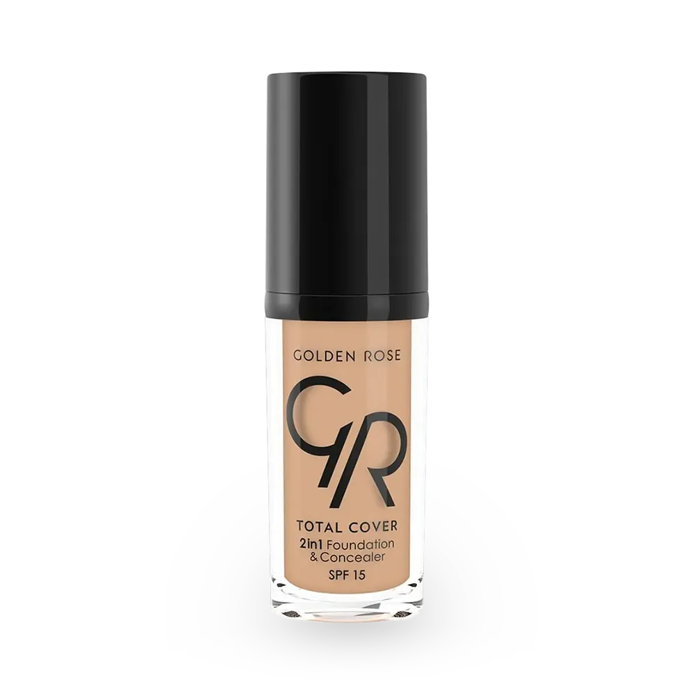 Golden Rose Total Cover 2 in 1 Foundation & Concealer SPF 15 - 15 Warm Sand (30 ml) thumbnail 1