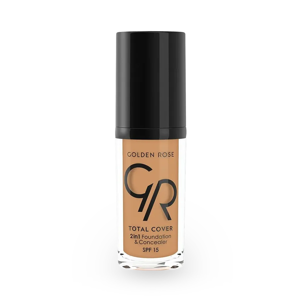 Golden Rose Total Cover 2 in 1 Foundation & Concealer SPF 15 - 19 Caramel (30 ml) thumbnail 1
