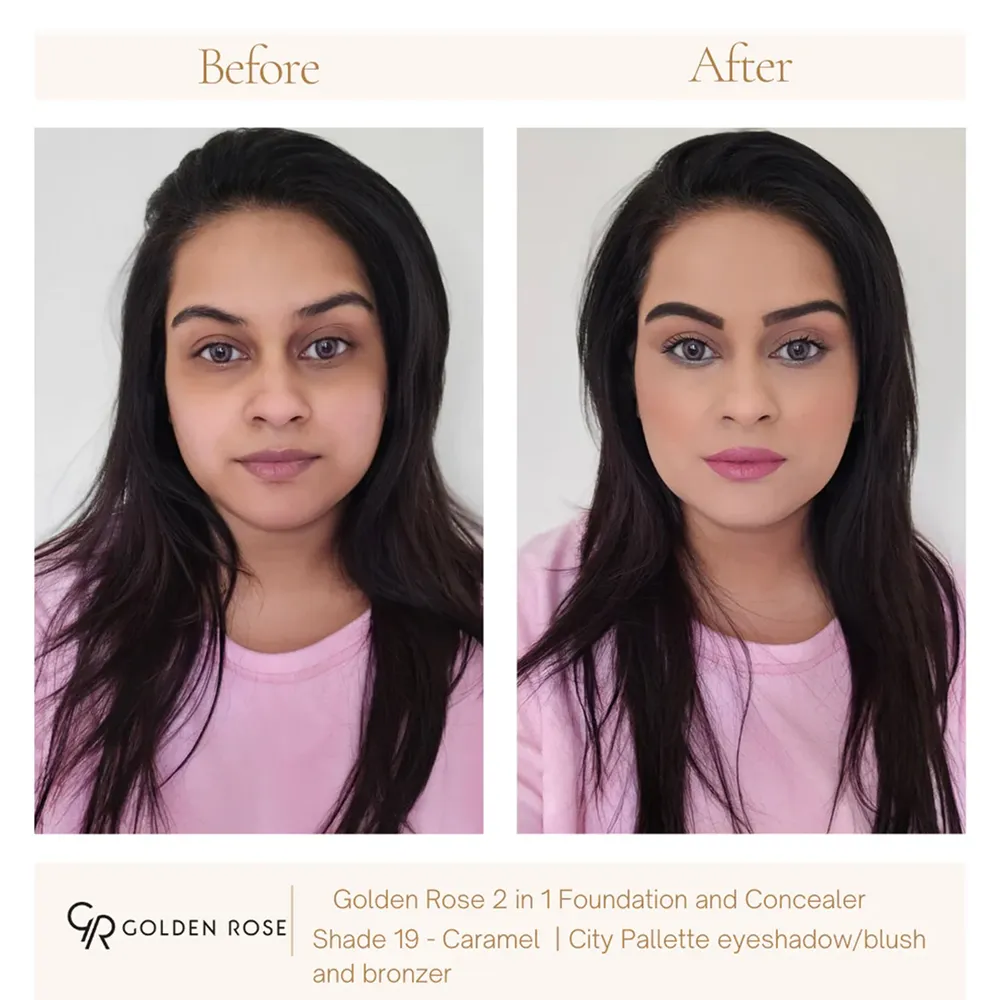 Golden Rose Total Cover 2 in 1 Foundation & Concealer SPF 15 - 19 Caramel (30 ml) thumbnail 2