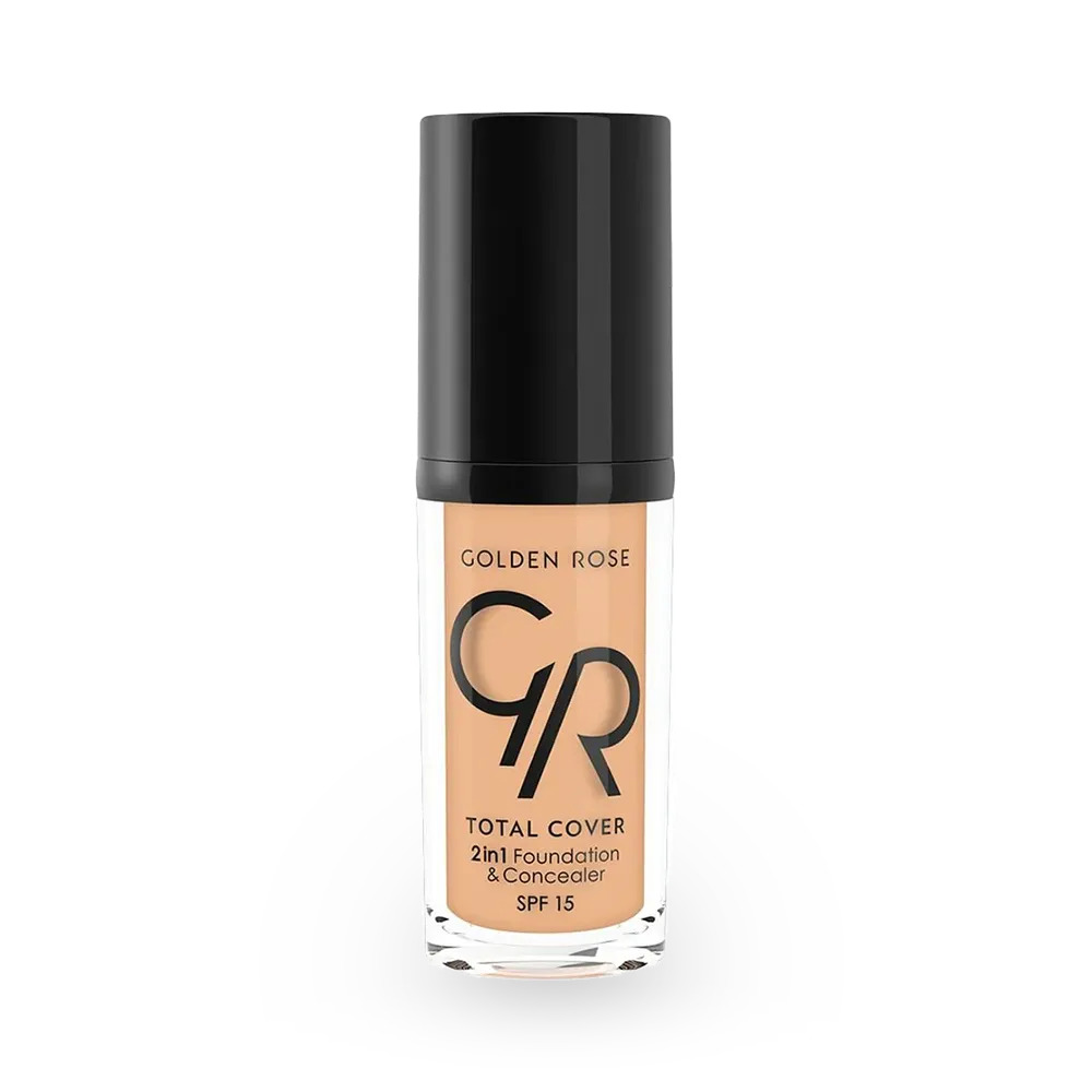 Golden Rose Total Cover 2 in 1 Foundation & Concealer SPF 15 - 07 Natural (30 ml) thumbnail 1