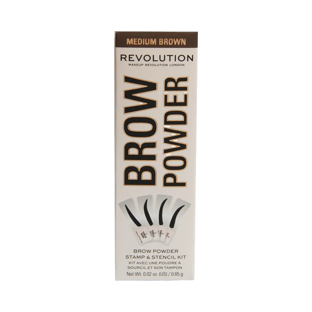 Makeup Revolution Brow Powder Stamp & Stencil Kit - Medium Brown (0.65 g) thumbnail 3