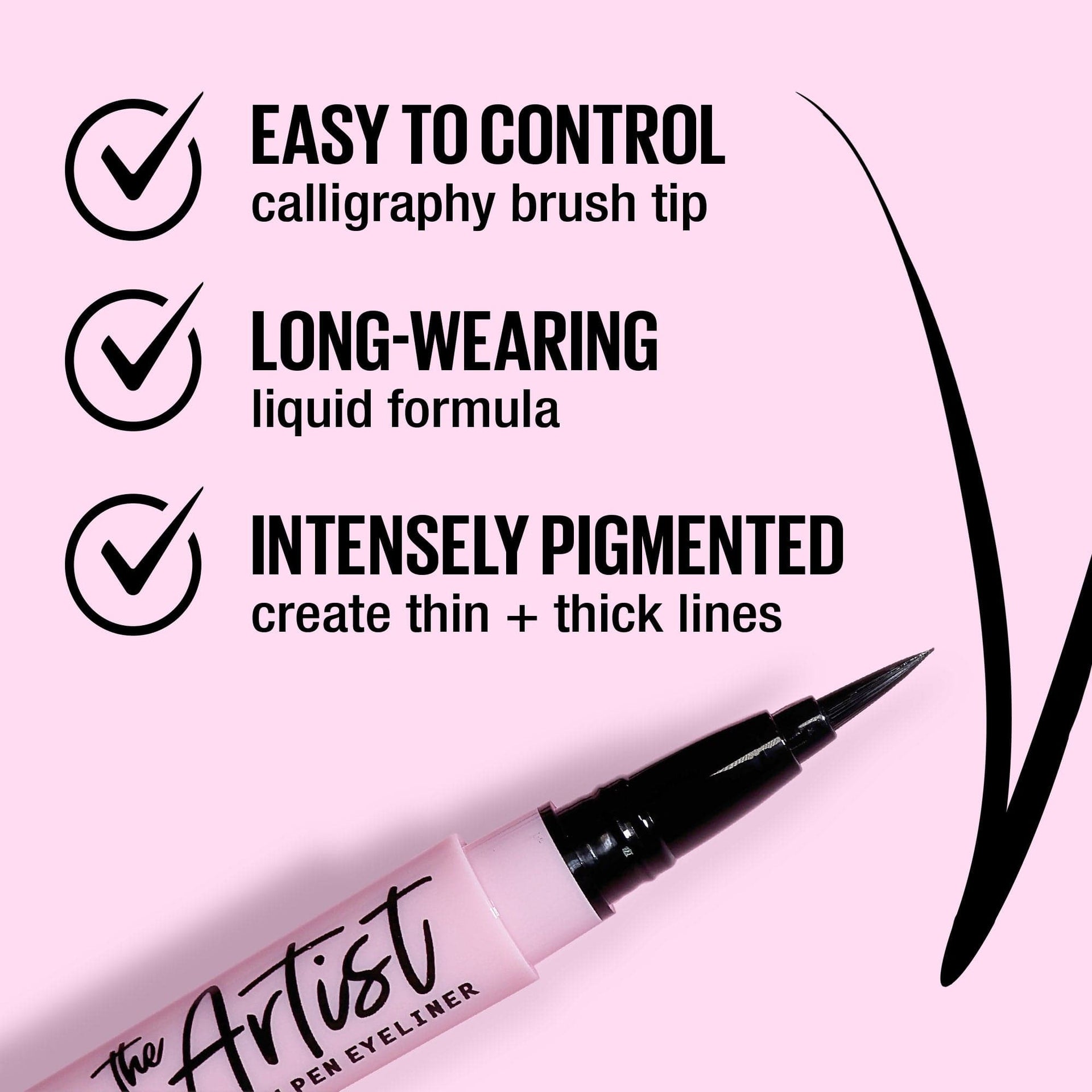 L.A.Girl The Artist Brush Pen Eyeliner - GLE740 Inky Black thumbnail 4