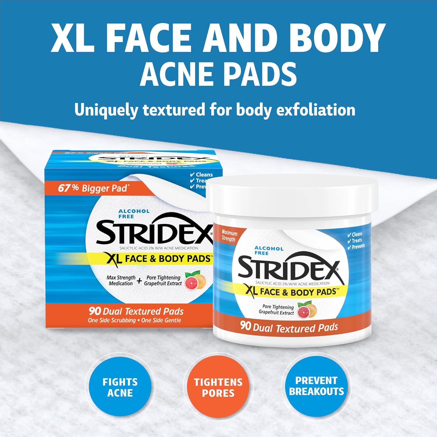 STRIDEX XL Face & Body Pads - 90 Pads thumbnail 3