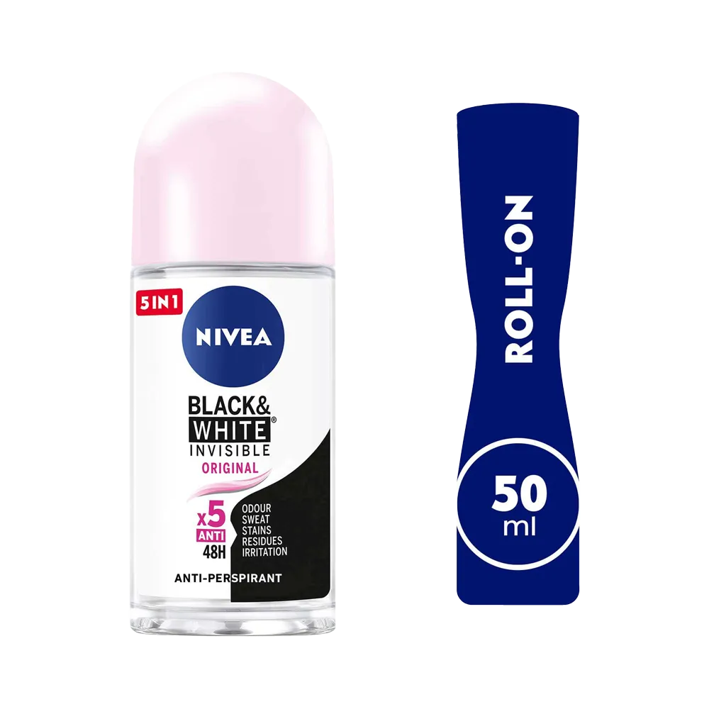 Nivea Black & White Invisible Original Deodorant Roll-On - 50 ml thumbnail 1