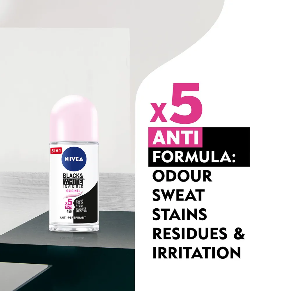 Nivea Black & White Invisible Original Deodorant Roll-On - 50 ml thumbnail 4