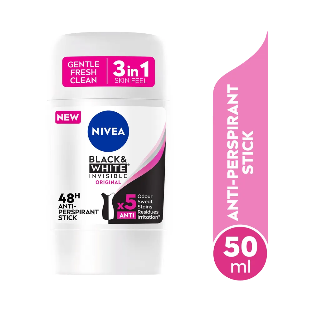 Nivea Black & White Invisible Original Deodorant Stick - 50 ml thumbnail 1