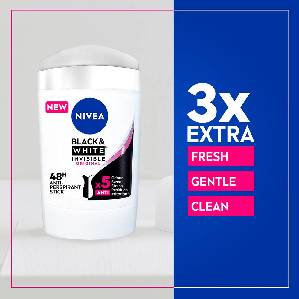 Nivea Black & White Invisible Original Deodorant Stick - 50 ml thumbnail 2