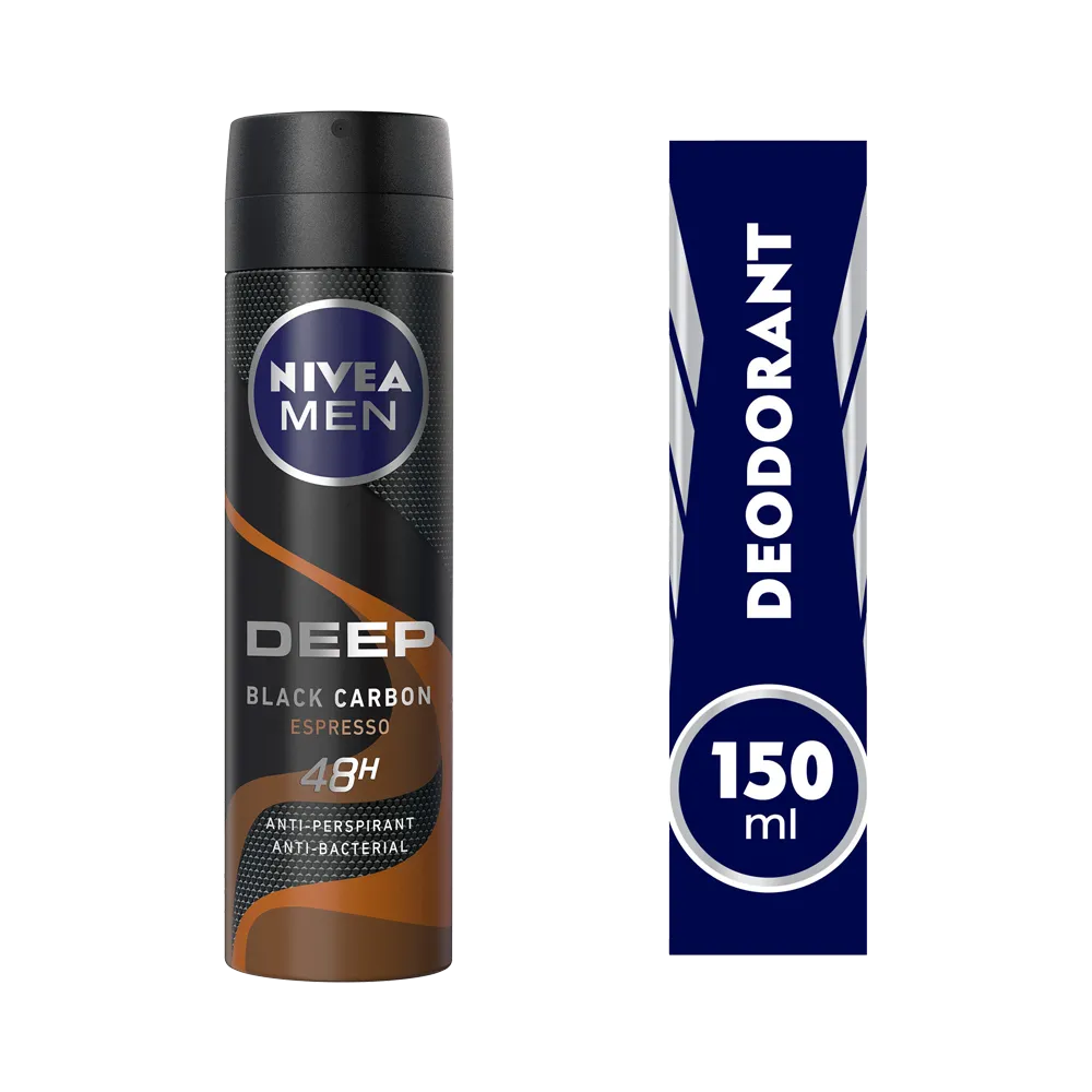 Nivea 48HR Deep Black Carbon Espresso Deodorant Spray - 150 ml thumbnail 1