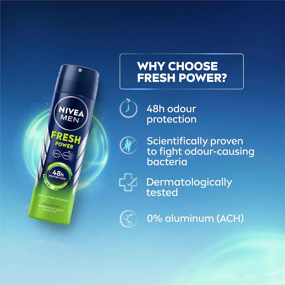 Nivea Men Fresh Power Deodorant Spray - 150 ml thumbnail 3