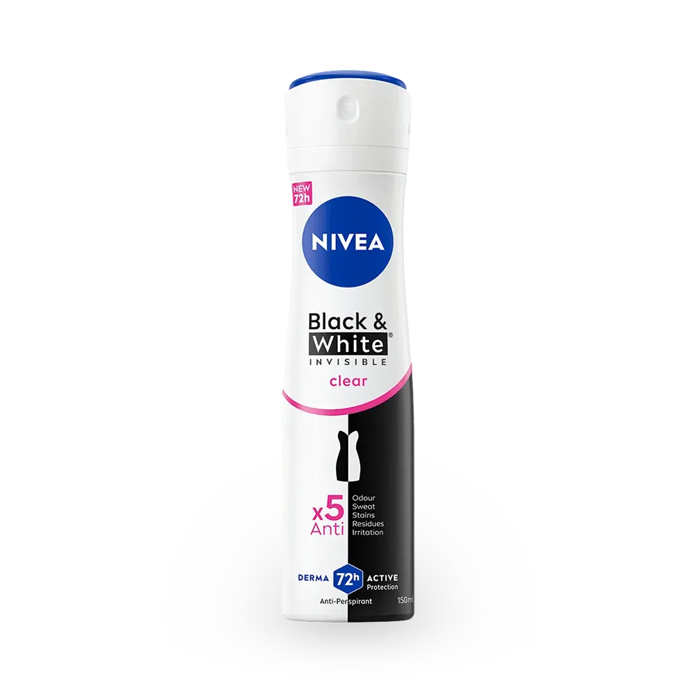 Nivea Black & White Invisible Clear Anti-Perspirant Spray - 150 ml thumbnail 1