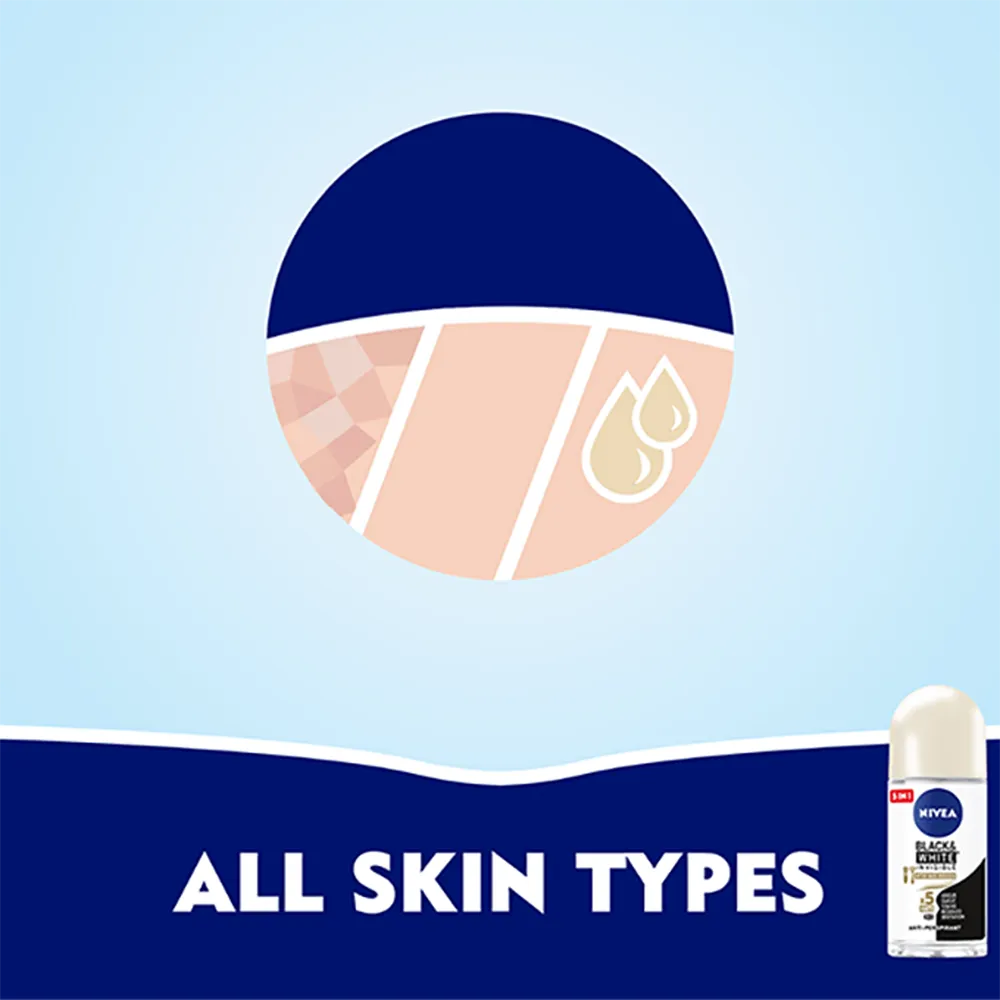 Nivea Black & White Silky Smooth Deodorant Roll-On - 50 ml thumbnail 2