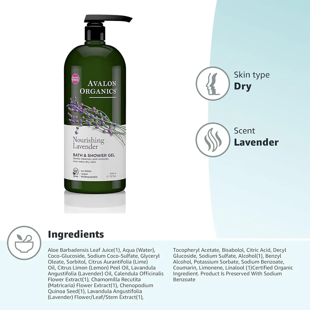 Avalon Organics Nourishing Bath & Shower Gel Lavender - 946 ml thumbnail 4