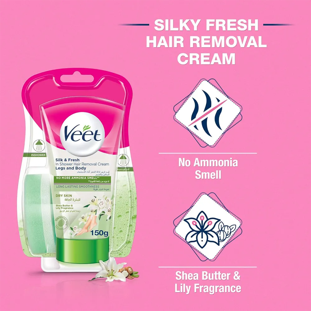 Veet In Shower Hair Removal Cream For Dry Skin - 150 g thumbnail 2
