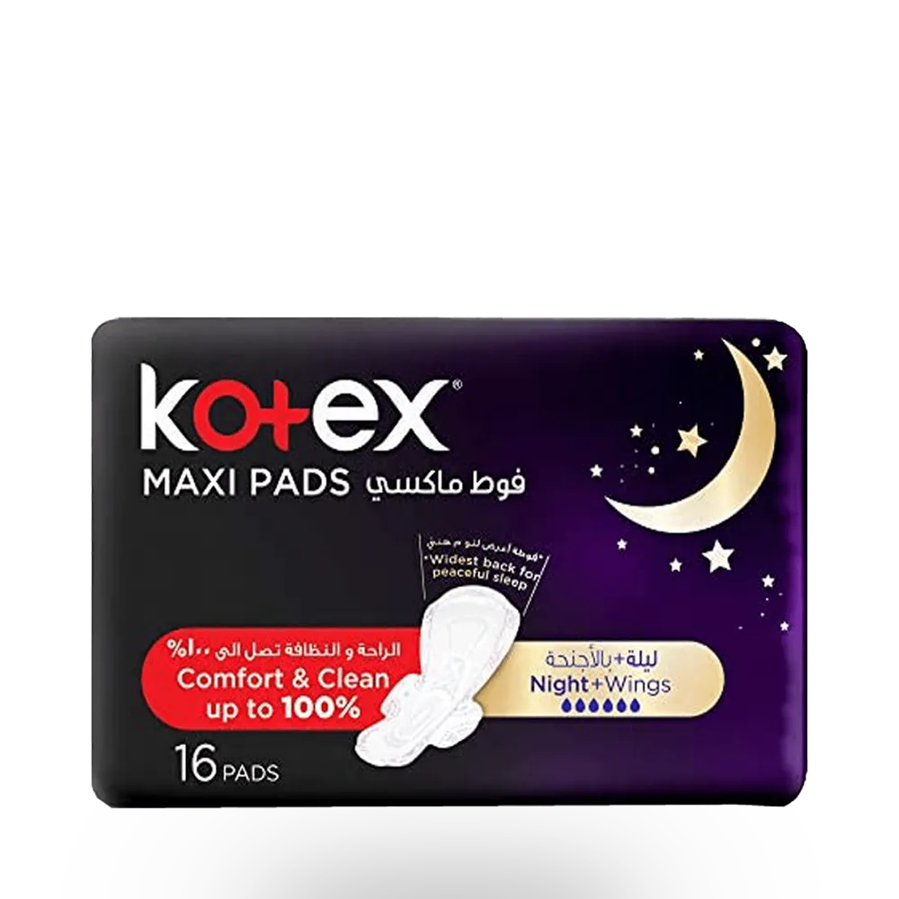 Kotex Maxi Thick Night With Wings - 16 Pads thumbnail 1