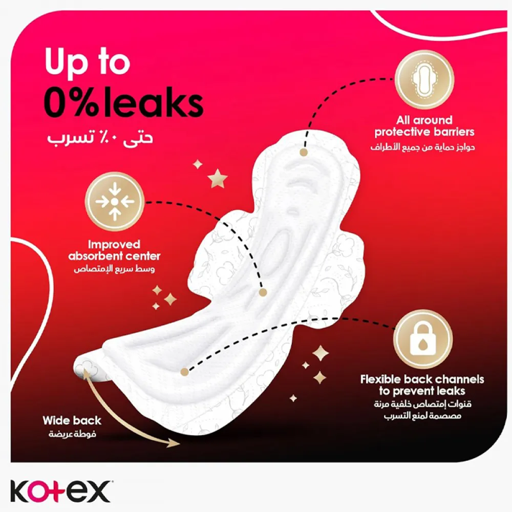 Kotex Maxi Thick Night With Wings - 16 Pads thumbnail 3