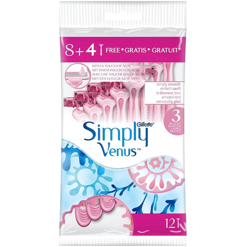 Gillette Simply Venus 3 Disposable Razor (8+4) pcs thumbnail 1