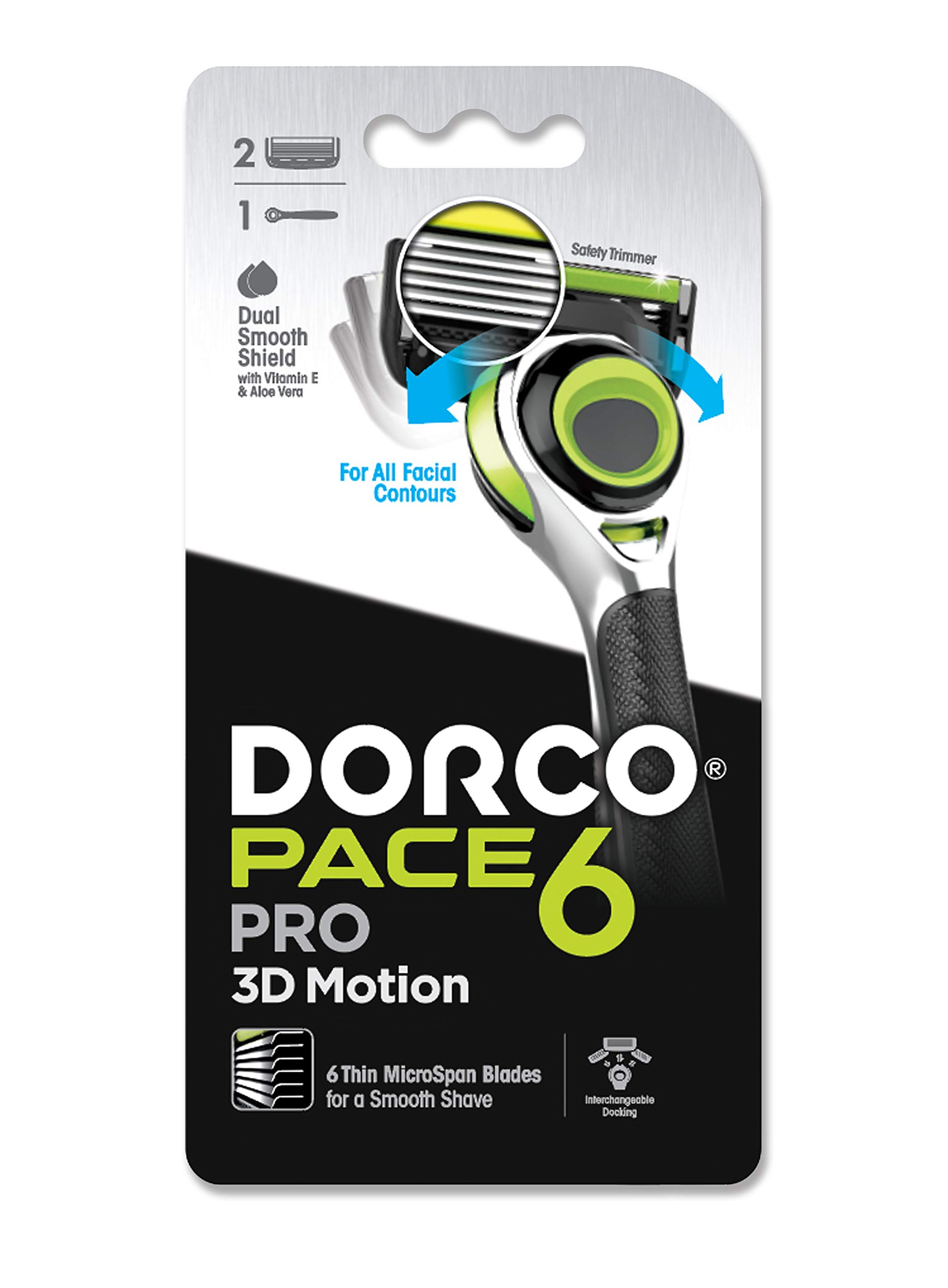 Dorco Pace 6 Pro 3D Motion Razor - 2 Cartridges thumbnail 1