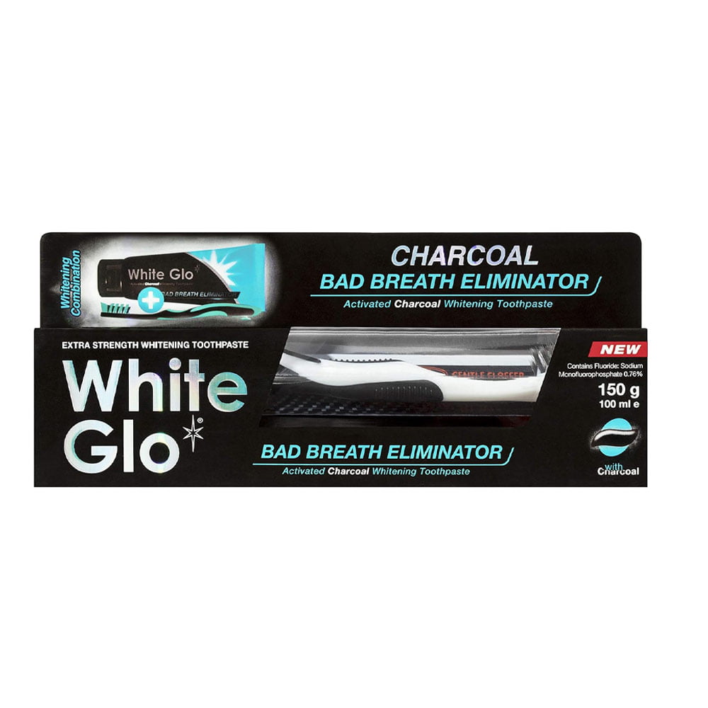 White Glo Charcoal Bad Breath Eliminator Whitening Toothpaste With Toothbrush - 150 g thumbnail 1